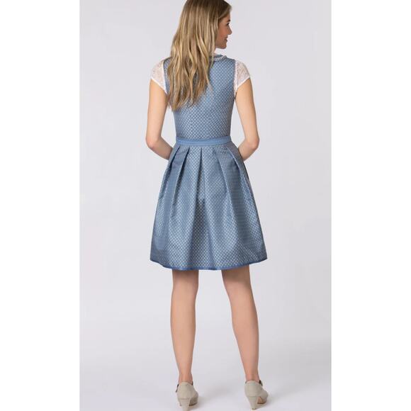 Women's Bergfeuer Stockerpoint Nivea Light Blue Grey Cotton Dirndl Mini Dress - Picture 2 of 10